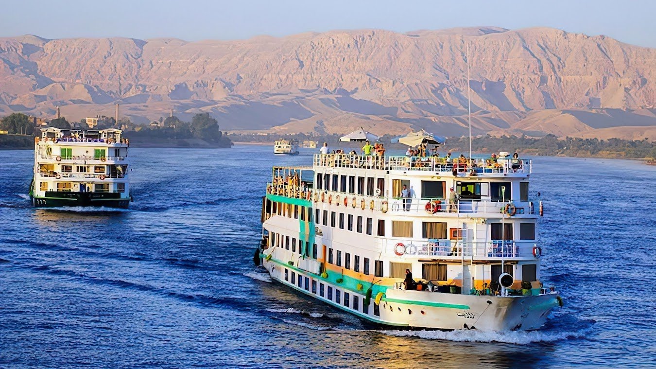 Nile cruise sailing between Aswan and Luxor